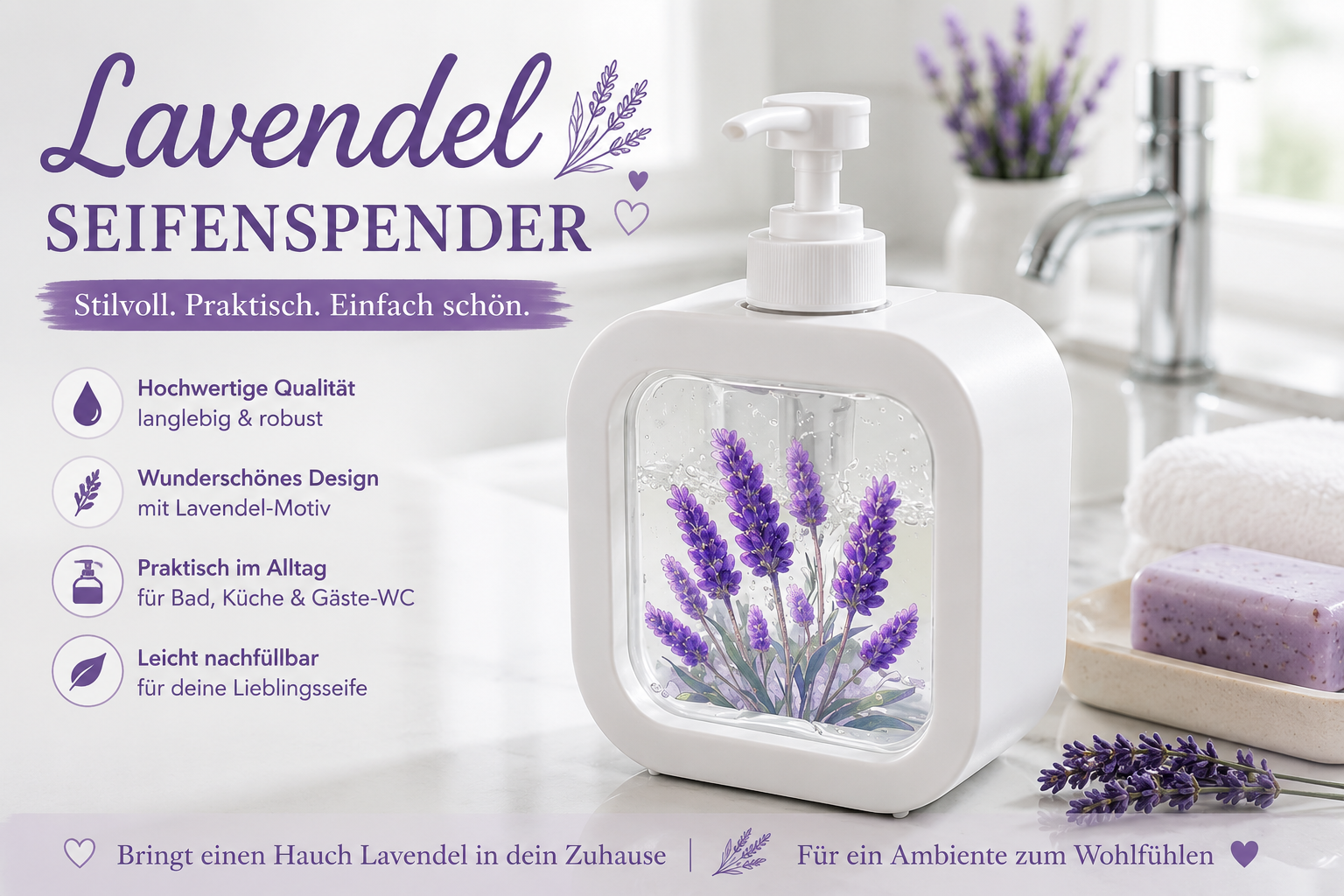 Seifenspender mit Lavendel-Motiv