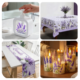 Deko-Set mit Lavendel-Motiven