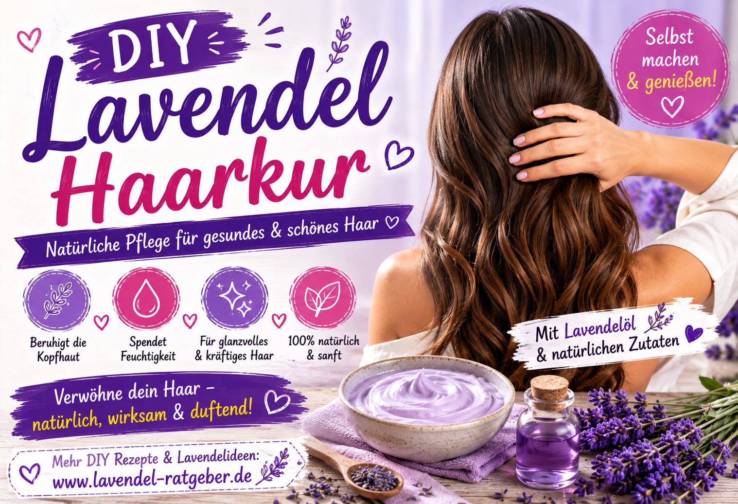 DIY Lavendel Haarkur gegen gereizte Kopfhaut natürlich und pflegend