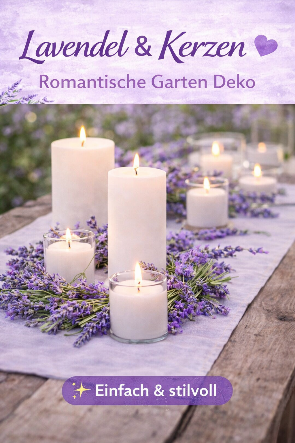Garten Tisch Deko Ideen mit Kerzen